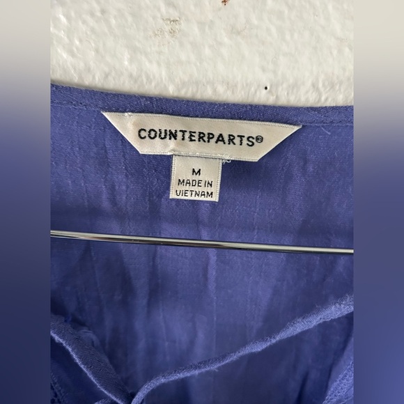 Counterparts Blue Whimsical Bell Sleeve Blouse Embroidered Medium Fairy Cottage - Picture 3 of 16